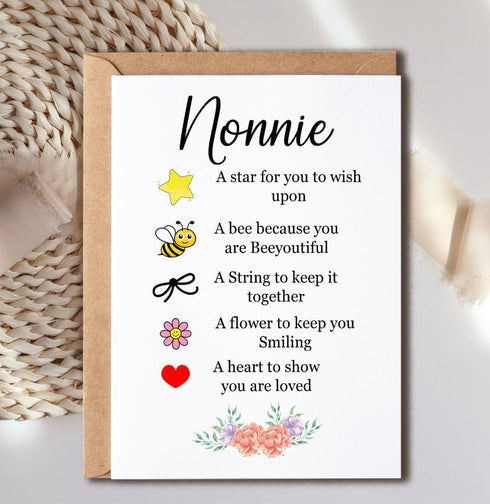 ThanhThien Nonnie Card - Nonnie I Love You Gift - Token I Love Gift - Appreciation Gift - Mothers Day Gift For Nonnie