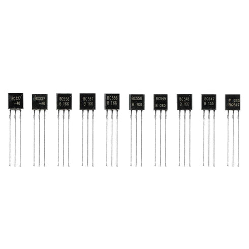 Eowpower 250 Pieces NPN PNP Power Transistors Assortment Kit, 10 Values - BC327, BC337, BC517, BC547, BC548, BC549,