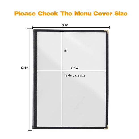 2Pack 8.5x11 inch 16 (8 Menu Covers - View Clear PVC Menu Covers Waterproof, Stain Resistant & Reusable Restaurant Menu