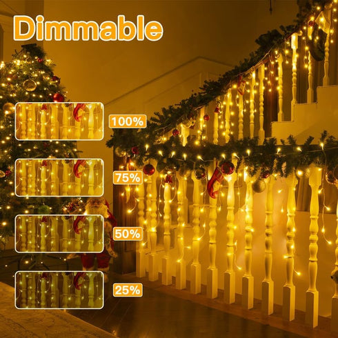 306LED 25FT, 11 Ollny Icicle Lights for Outside Color Changing Christmas Light with Remote Modes Timers Waterproof