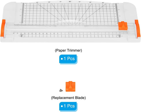 PATIKIL 12 Inch Paper Trimmer, A4 Portable Paper Cutter with Blade Side Ruler for Craft Paper, White