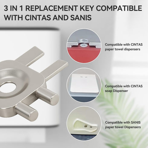 Zayin 3-in-1 2 Pack Zinc Alloy Dispenser Key Replacement Compatible with Cintas and Sanis Paper Towel, Toilet Paper