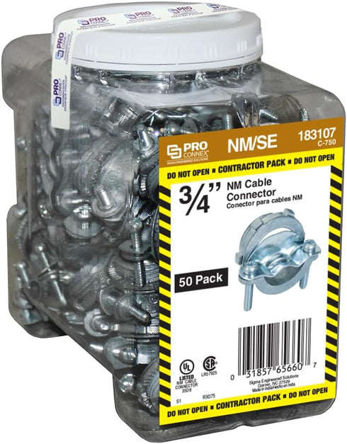 Sigma Engineered Solutions C-750 NM/SE Clamp Type Connector, 3/4-Inch, Gray, 50-Pack, 50 Count