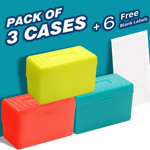 H4D 3x5, 3x5 3 Packs Index Card Holder Index Card Box Organizer Case, Flash Note Card Holder, (Red/Green/Yellow)