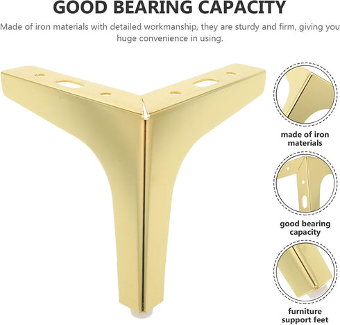 4pcs 13cm INOOMP Metal Furniture Legs Triangle Sofa Support Feet Heavy Duty Cabinet Table Replacement for Vanity Desk