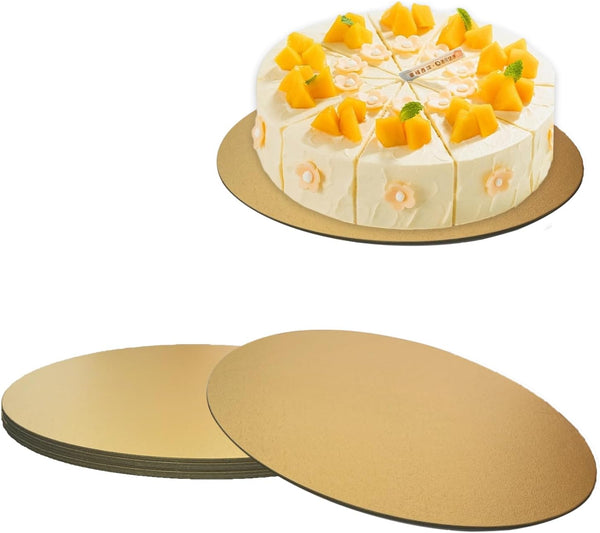 4 Pack Cake Boards, Golden Round Cake Circles, 10 Inch Cake Base Cardboard for Baking Cake, Gold