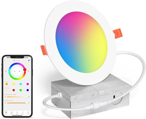 SikSog Smart Recessed Lighting 6 Inch RGBCW Color Changing 16W LED Downlight