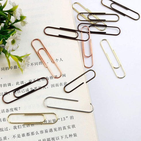 Rurili 50 Pieces Metal Paper Clips, 50 mm, Bronze for Office, School, and Personal Use