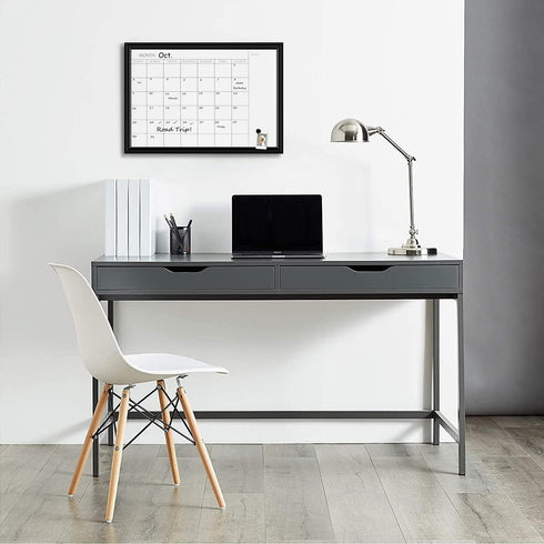 Dry Erase White Board & Monthly Calendar Board, Magnetic Whiteboard for Wall, Office/School/Home, Black Wood Frame