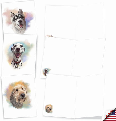 The Best Card Company - 20 Boxed Dog Cards with Envelopes (4 x 5.12 Inch) - Blank Assortment, 10 Designs