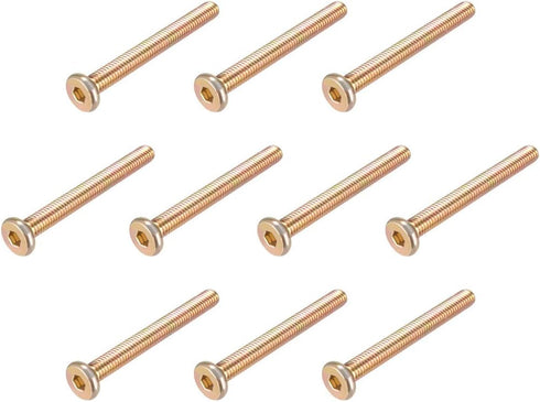 uxcell M6x55mm Furniture Screw - Hex Socket Machine Screws Zinc Plated Fasteners Bolts Full Thread (10Pcs)