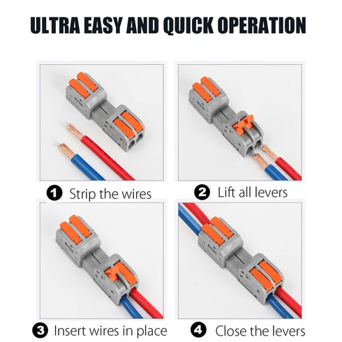 Lever Wire connectors, Butt Plug Lever Wire Connector, Electrical Insulated Terminals, Quick Disconnect Connectors