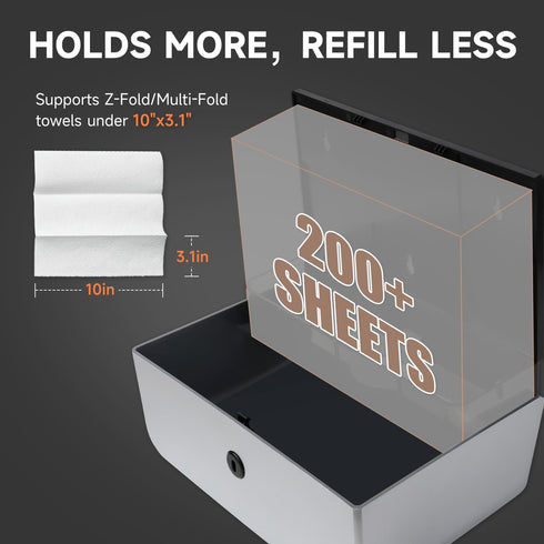 200-Sheet 10x3.1 Inches, anydry Wall-Mounted Paper Towel Dispenser, Fits Multi-Fold Towels up to Perfect for Home