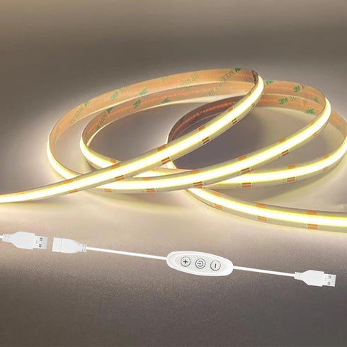 4000K 92+ 5V Dimmable 6ft Dimmer COB LED Strip Lights Natural White CRI Even Lighting Short Flexible Cuttable