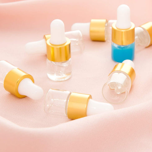 Rocinha 50 Pcs Sample Dropper Bottles - Clear Mini Dropper Bottles with Small Liquid for Essential Oils Sample Cosmetic