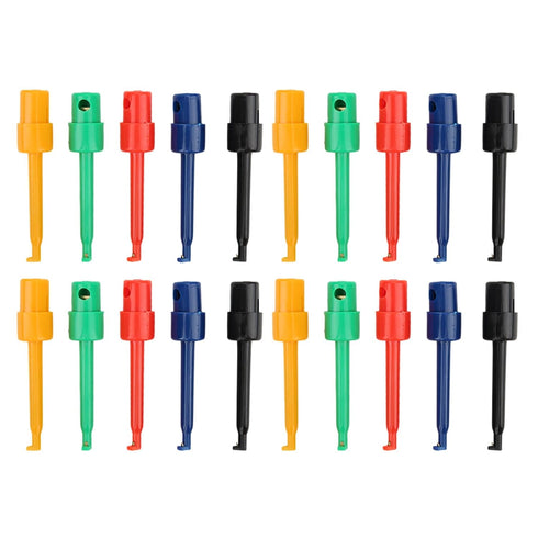 20Pcs Test Hooks Clips Multimeter, Colorful Test Grabber Probe, Large Spring Hook Clip for Electronic Testing