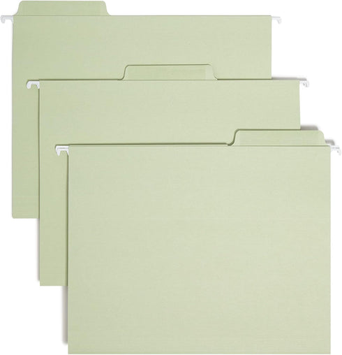 Smead Erasable FasTab Hanging File Folder, 1/3-Cut Built-in Tab, Letter Size, Moss, 20 per Box (64032)