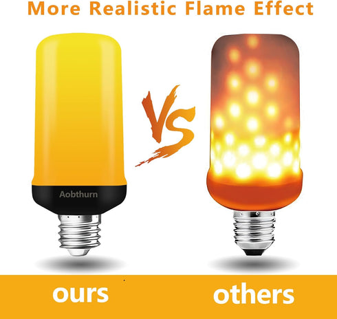 Flame Light Bulbs, E26 Base Flickering LED Bulb, 4 Modes with Gravity Sensor, Halloween Home Party, Pack of 4