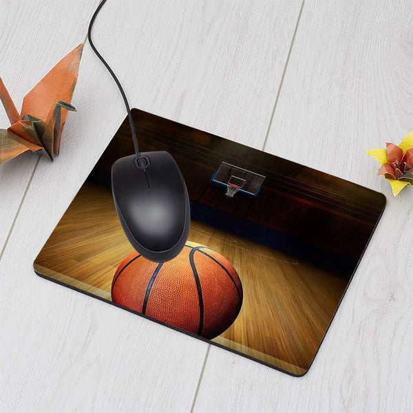 Sport Rectangle Gaming Mousepad, Vintage Basketball Court Pattern, Non-Slip Rubber Mouse Mat for Computer Desk 9.5 x
