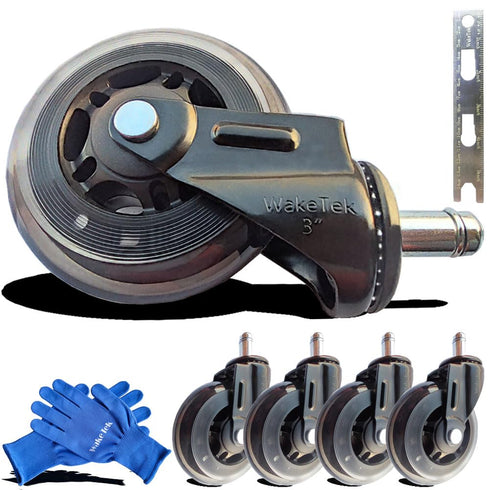 Office Chair Caster, Soft Wear-Resistant Replacement Wheels, Supports 650 LBS, Smoothly Rolls on Hardwood