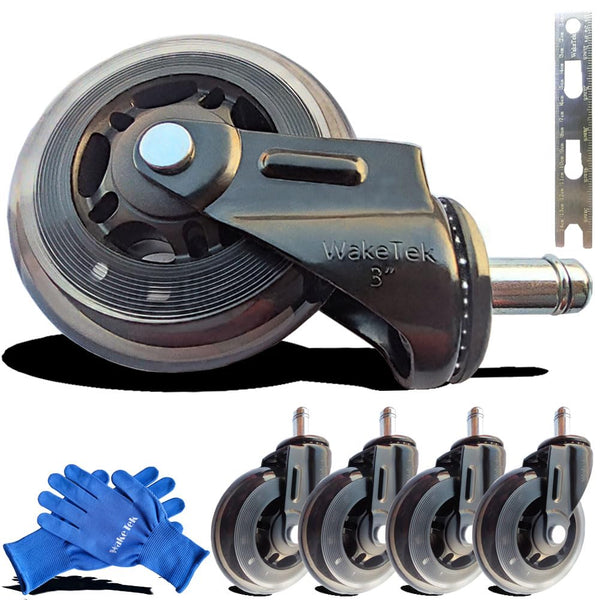 Office Chair Caster, Soft Wear-Resistant Replacement Wheels, Supports 650 LBS, Smoothly Rolls on Hardwood