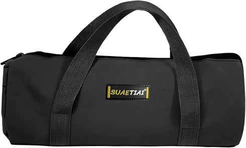 12 Inch Small Tool Bags for Men, Large Capacity Canvas Zipper Tool Tote Bag for Wrenches, Screwdrivers (Black)