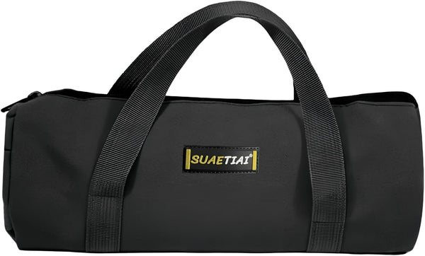12 Inch Small Tool Bags for Men, Large Capacity Canvas Zipper Tool Tote Bag for Wrenches, Screwdrivers (Black)