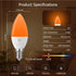 E12 Bulbs 1600K Bulbs, 5W (4 Packs) Amber Sleep Light with Remote Control, Candelabra Blue Light Blocking Light