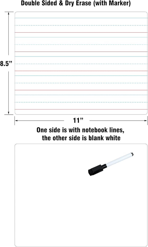 Dry Erase Lined Whiteboard for Kids, White Board with Lines for Writing, Handwriting Practice Board for School Supplies