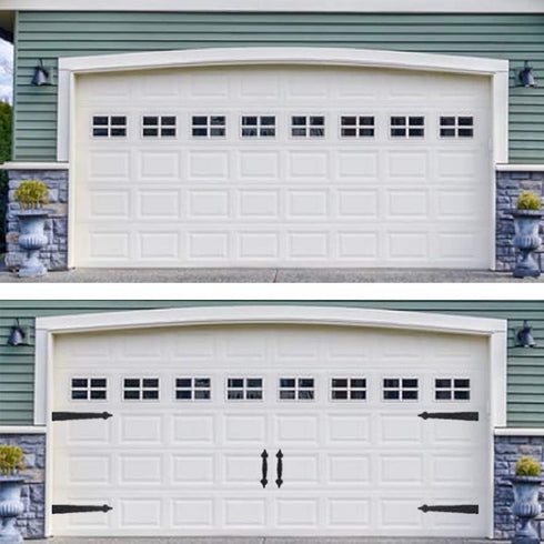 SANKINS Garage Door Magnetic Decorative Hardware, Faux Hinges Handle Kit for Curb Appeal, Black, Pack of 1