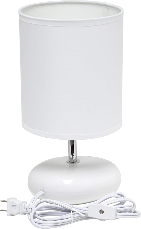 LT2005-WHT 1 Count (Pack 2), Simple Designs Stonies Small Stone Look Desk Bedside Table Lamp, of White