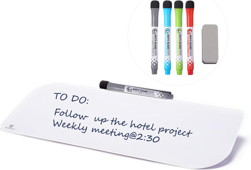 TSJ OFFICE Glass Dry-Erase Whiteboard, 16 X 6 Inches Tabletop Easel Board for Artist, Teacher, and Student