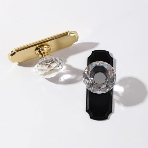 PILYON 2 Pack Kitchen Cabinet Knobs Crystal Handle Gold Zinc Alloy Bedside Table Handle Wardrobe Cabinet Drawer Knob