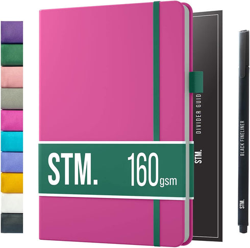B5 Bullet Dotted Journal Notebook by STM | Thick 160gsm Paper, 150 Pages, Lay Flat Vegan Leather Hardcover