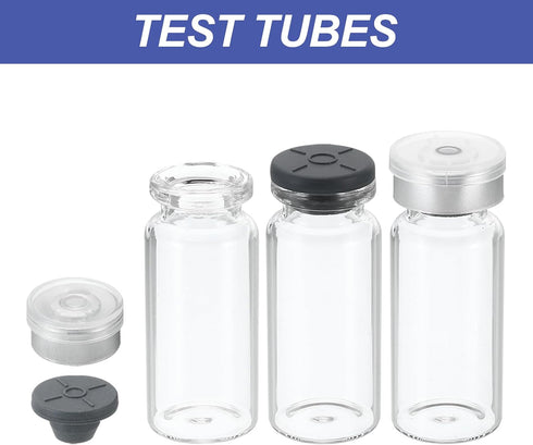 PATIKIL 10ml Sample Vials, 20 Pack Empty Borosilicate Glass Vials with Butyl Rubber Stopper and Caps