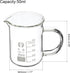 PATIKIL 50ml Glass Beaker with Handle, 3.3 Borosilicate Glass Graduated Printed Scale Measuring Cups with Spout for Kitchen Lab Liquids Transit Boiling