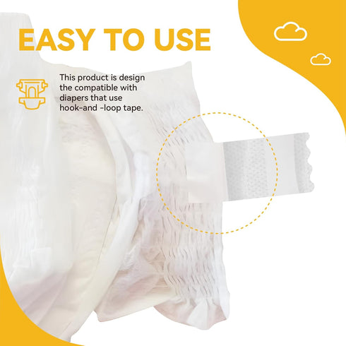 kikoie Set, 1M 2 Hood and Loop Diaper Tape Super Soft Hooks Tape with Adhesive, Strap, DIY kit for Baby and Dog Diaper