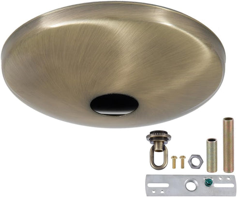 Antique Brass Ceiling Light Canopy Plate Kit - B&P Lamp Screw Collar