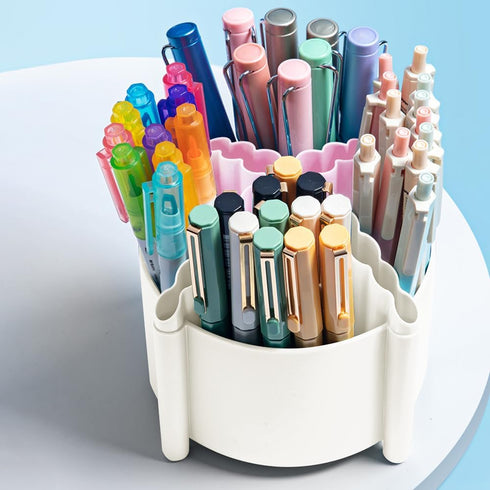 M&G 360 Degree Rotating Pen Holder, 4 Compartments Desktop Organizer for Stationery Supplies, Cute Pencil Cup for