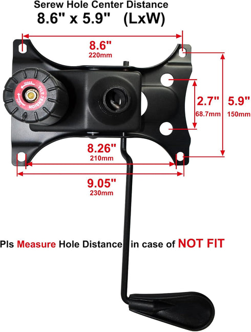 MySit Heavy Duty 300 LBs Office Chair Tilt Mechanism Replacement Parts, 5.9'' x 8.6" Mounting Holes
