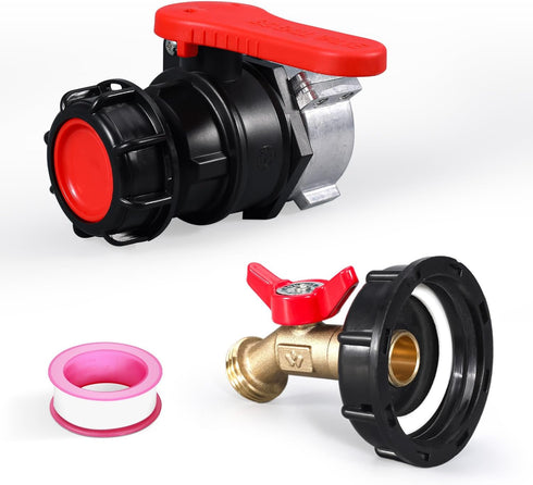 IBC Tote Valve, 2.95" Coarse Thread IBC Tote Adapter, DN50 Heavy Duty Drain Ball Valve Connector