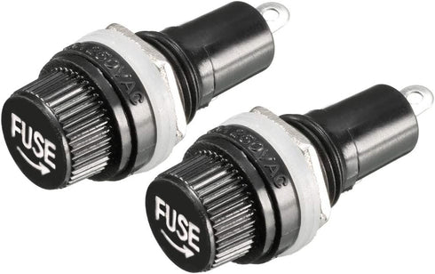 uxcell 2pcs AC 10A 250V 5mm x 20mm Black Electrical Panel Mounted Screw Cap Fuse Holder