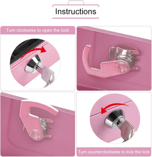 Safe Box with Key Lock, Portable Steel Fireproof Waterproof Cash Security Organizer for Travel Home Office Jewelry