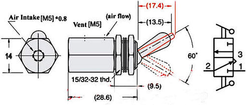 TV-3S Electric Solenoid Air Valve: Knob Toggle Value Switch, Pneumatic Mechanical 2 Position 3 Way