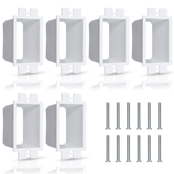6PCS BE1-6 Electrical Outlet Box Extender, Single Gang with 12pcs Screws, Heavy Duty Plastic Unit Receptacle