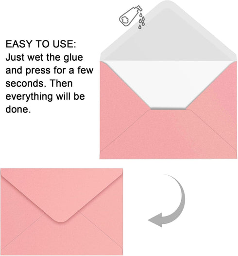 YINUOYOUJIA 50 PCS 5 x 7 Pearl Pink A7 Envelopes, V Flap Invitation Envelopes, Perfect for Weddings, Birthdays,