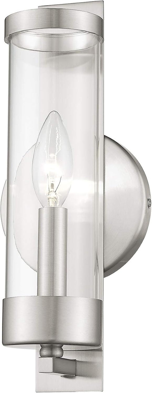 10141-91 Livex Lighting Brushed Nickel Wall Sconce with Clear Glass