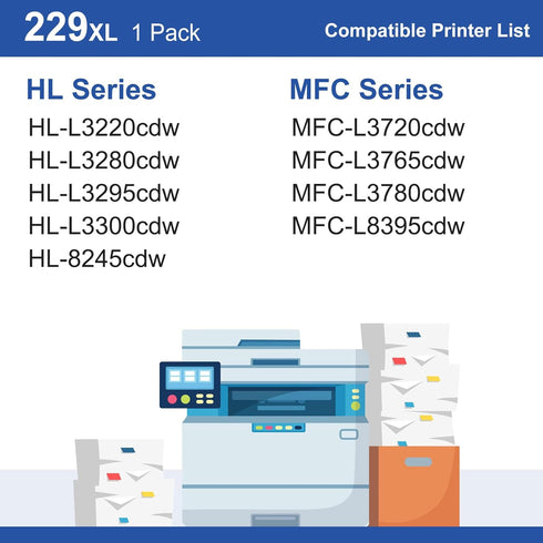 TN229XL Black Toner Cartridge Replacement for Brother Printers - 1 Pack