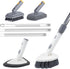 ITTAHO Tile Tub Scrubber Brush with 4 Cleaning Heads,59" Long Handle Stiff
