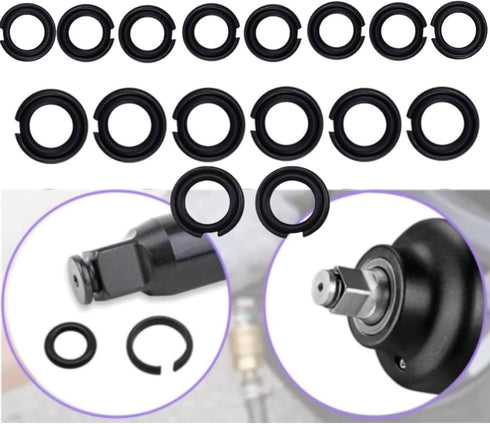 (8+8 Sets) 1/2 & 3/8" Impact Retaining Ring Clip with O-Ring for Milwaukee Electric Pneumatic Wrench